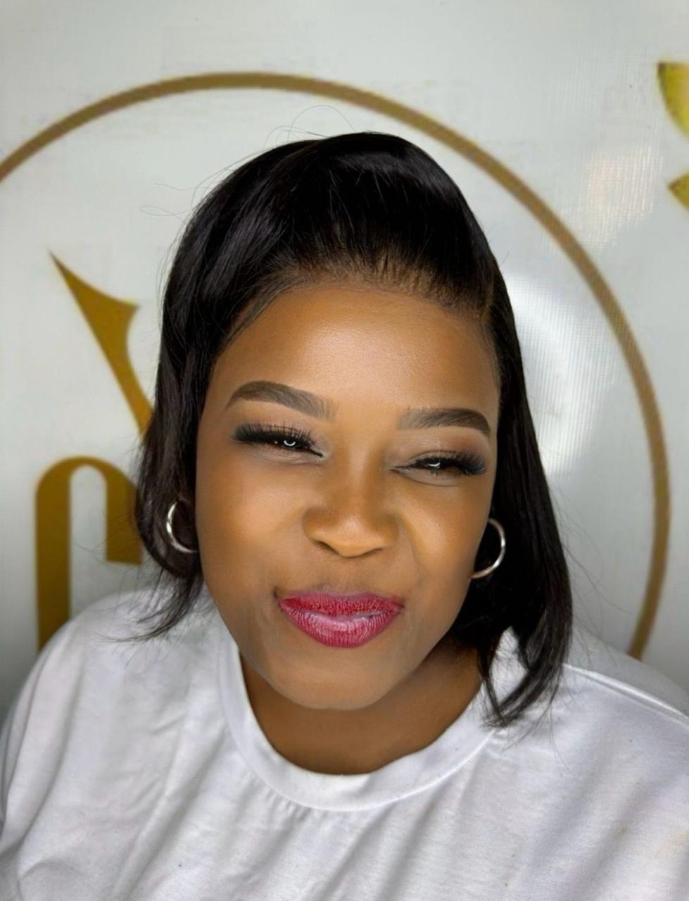 Bridal glam with soft lashes and glossy lip
