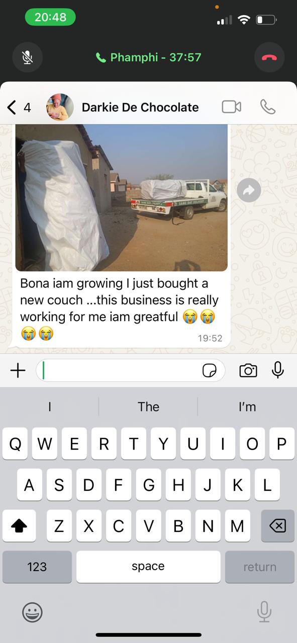 Darkie De Chocolate — bought a new couch from her beauty business