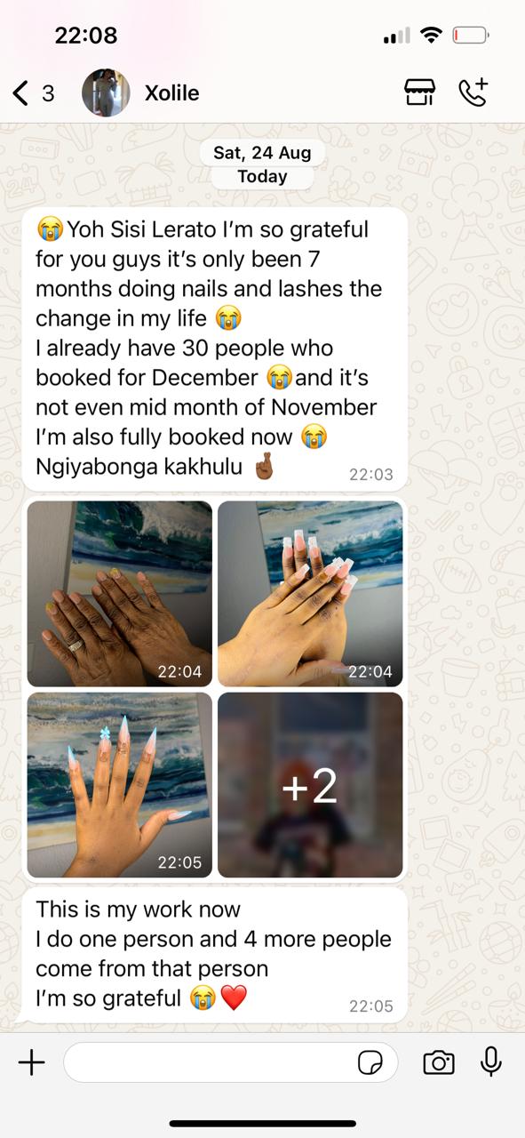 Xolile — 30 December bookings after 7 months of training